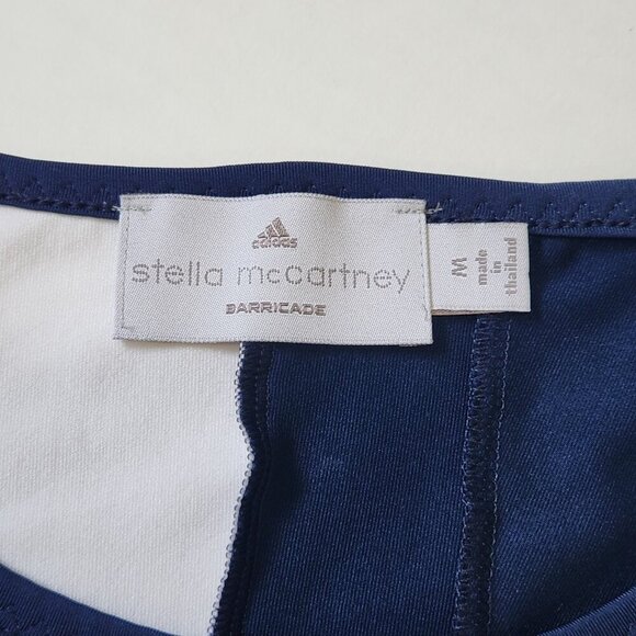 Adidas X Stella McCartney Barricade Tennis Tee Shirt M White Navy Colorblock - Picture 6 of 10